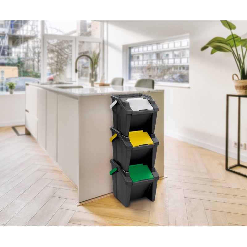 CEP afvalscheidingssysteem Tower, 30 liter, stapelbaar, 3-delige set